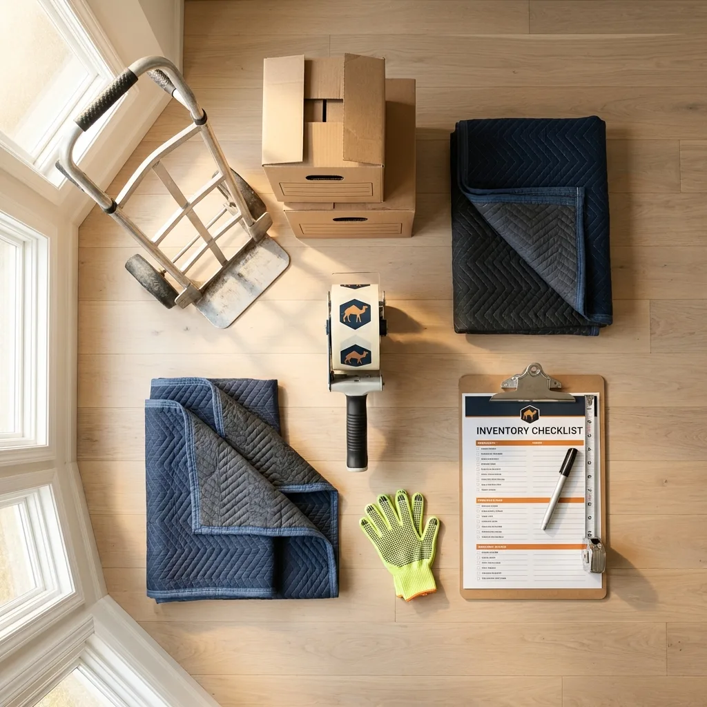 Professional moving supplies and packing materials layout for Queen City residential relocations
