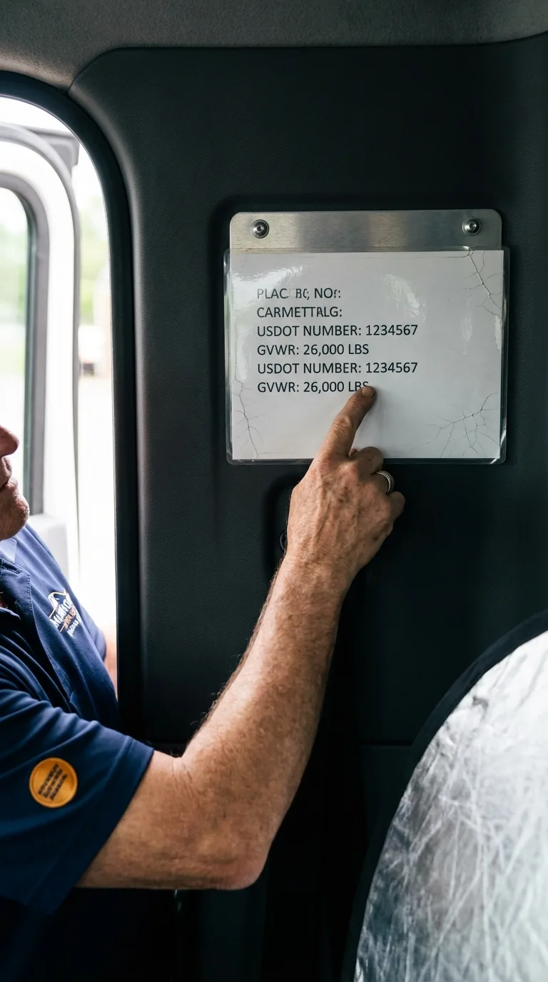 USDOT licensing placard verification in Queen City